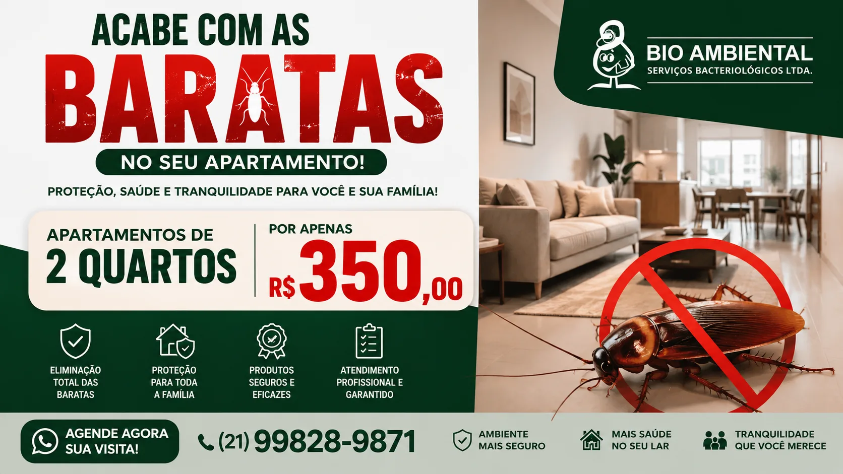 Foto do produto Sem BARATAS no 2 Quartos